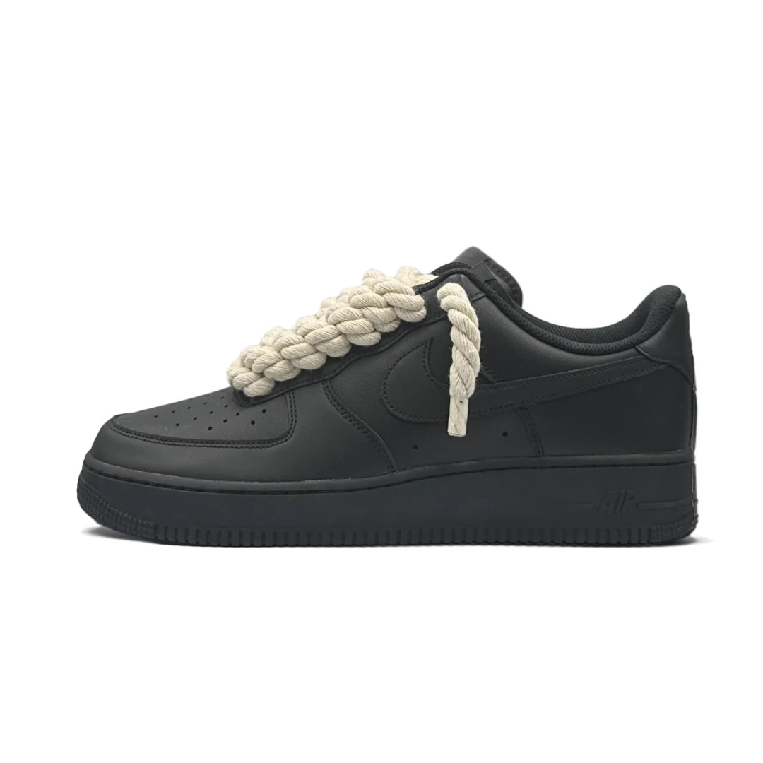 Nike Air Force 1 Low '07 Black - Beige Rope Laces