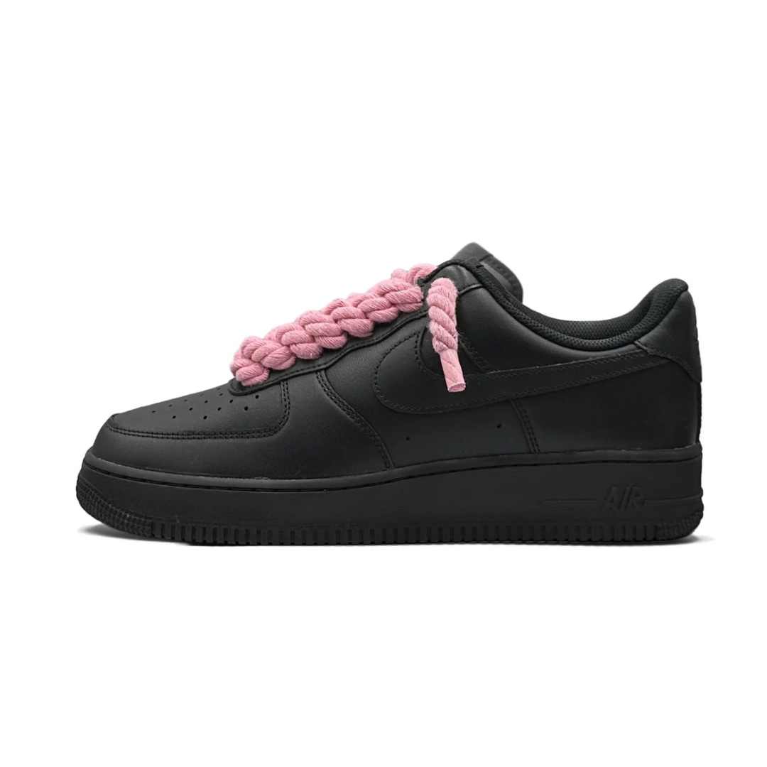 Nike Air Force 1 Low '07 Black - Pink Rope Laces